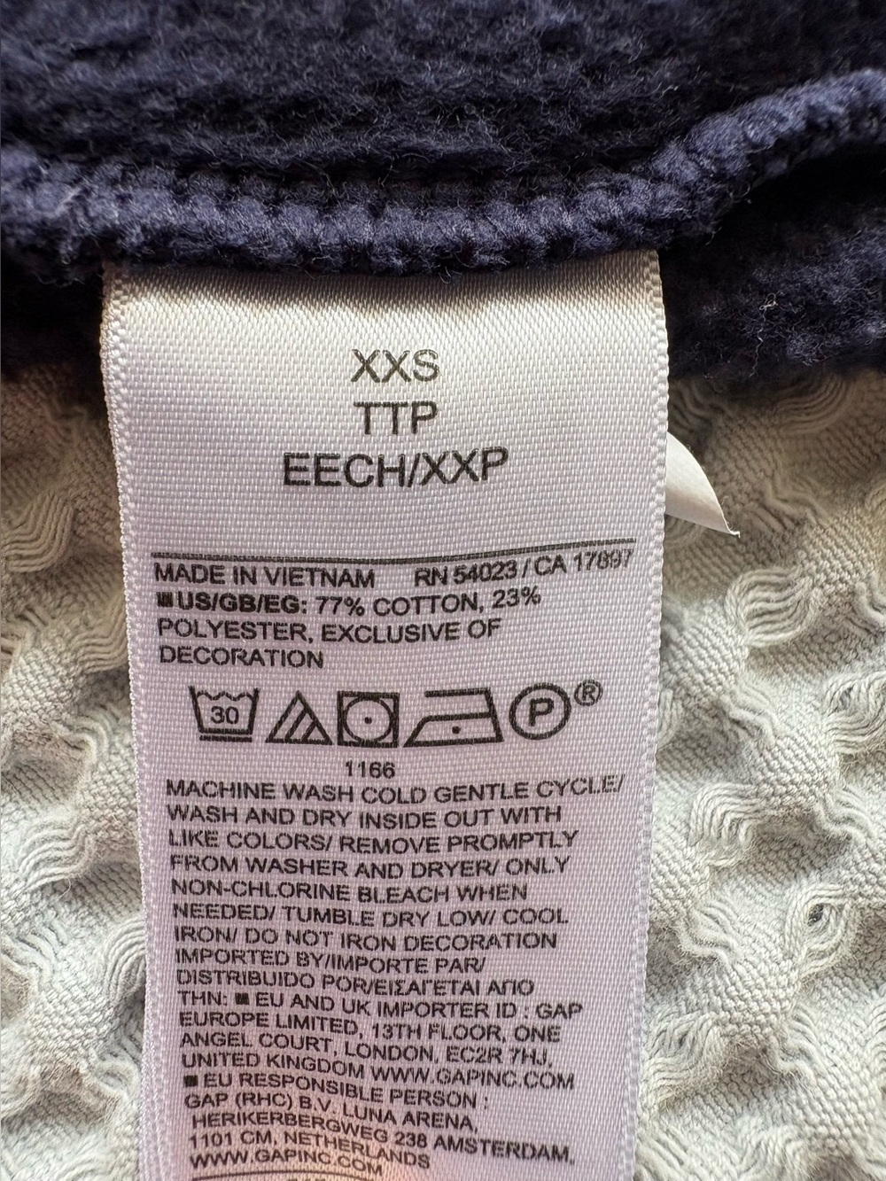 Gap x DÔEN Navy Blue Crewneck Sweatshirt XXS Oversized Sold Out Collab - Picture 5 of 6